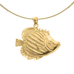 Sterling Silver Tropical Angelfish Pendant (Rhodium or Yellow Gold-plated)