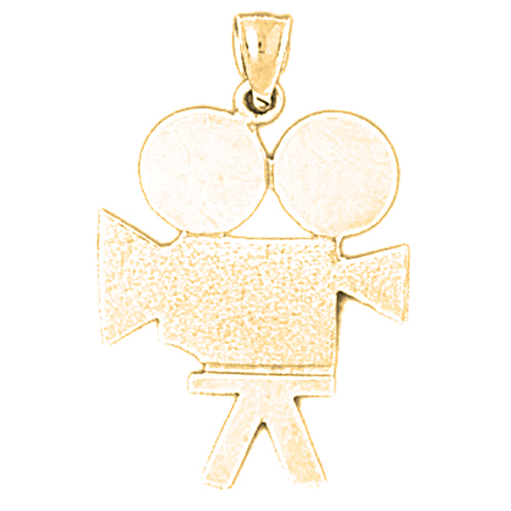 Yellow Gold-plated Silver Video Camera Pendant