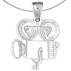 Colgante de cámara de vídeo de plata de ley (bañado en rodio o oro amarillo)