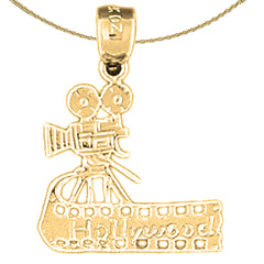 Sterling Silver Video Camera Pendant (Rhodium or Yellow Gold-plated)