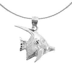 Sterling Silver Tropical Angelfish Pendant (Rhodium or Yellow Gold-plated)