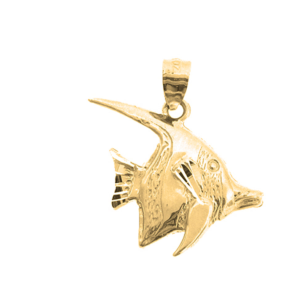 Yellow Gold-plated Silver Tropical Angelfish Pendant