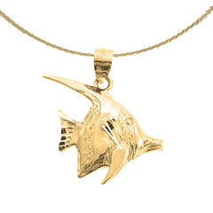 Sterling Silver Tropical Angelfish Pendant (Rhodium or Yellow Gold-plated)