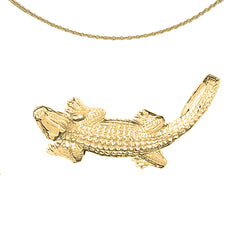 Sterling Silver Aligator Pendant (Rhodium or Yellow Gold-plated)