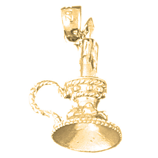 Yellow Gold-plated Silver 3D Two Tone Candle With Candle Stand Pendant