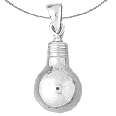 Sterling Silver Light Bulb Pendant (Rhodium or Yellow Gold-plated)