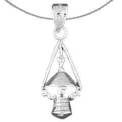Sterling Silver Lantern Pendant (Rhodium or Yellow Gold-plated)