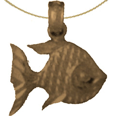 Sterling Silver Tropical Angelfish Pendant (Rhodium or Yellow Gold-plated)