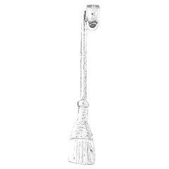 Sterling Silver 3D Broom Pendant