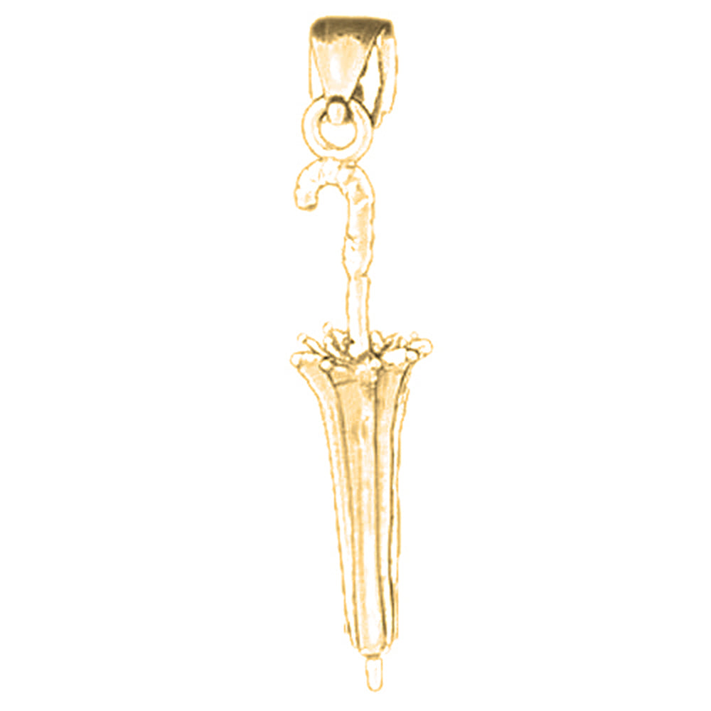 Yellow Gold-plated Silver 3D Umbrella Pendant