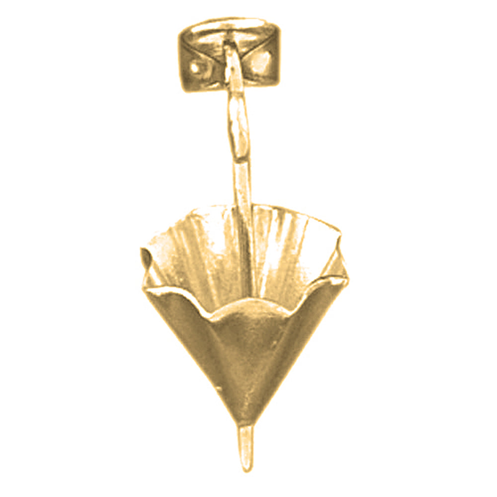Yellow Gold-plated Silver 3D Umbrella Pendant