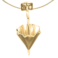 Sterling Silver 3D Umbrella Pendant (Rhodium or Yellow Gold-plated)