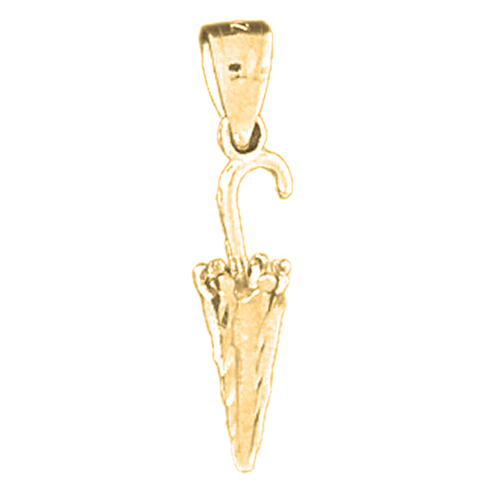 Yellow Gold-plated Silver 3D Umbrella Pendant