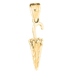 Yellow Gold-plated Silver 3D Umbrella Pendant