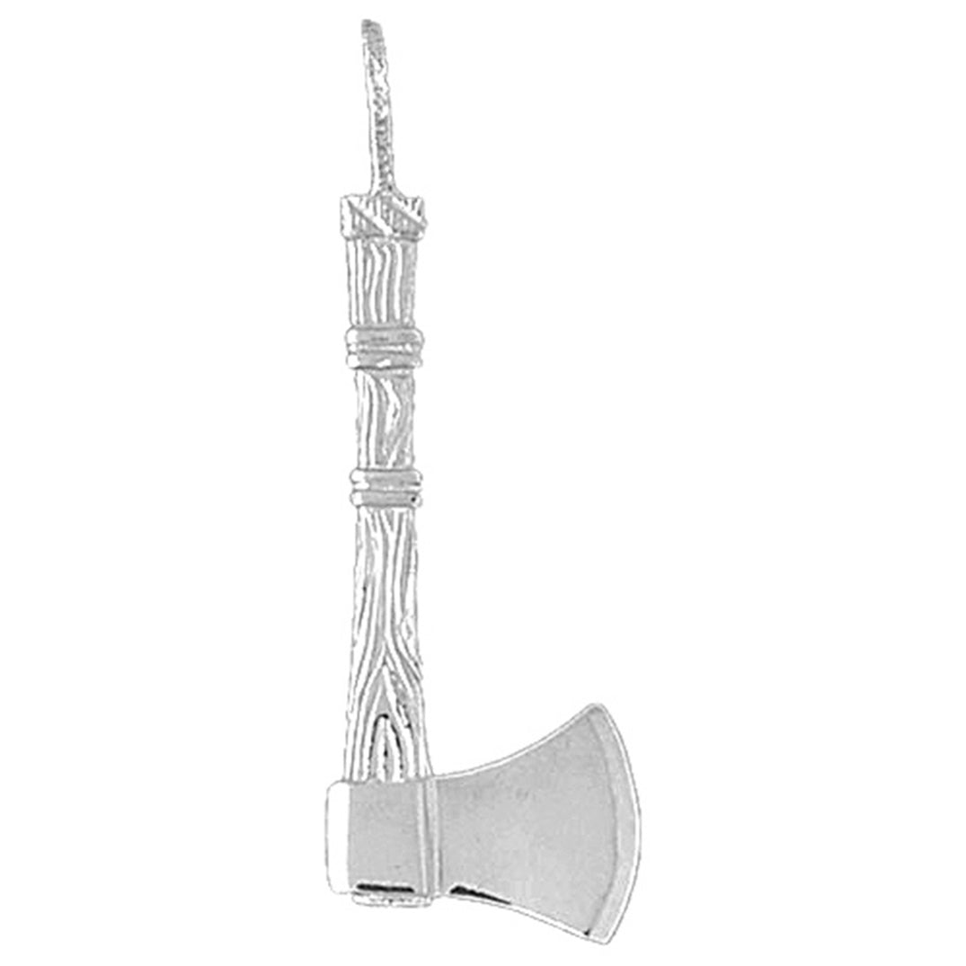 Sterling Silver 3D Ax Pendant