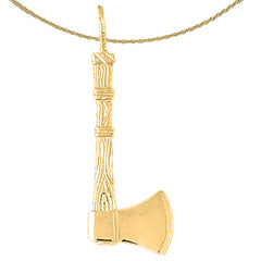 Sterling Silver 3D Ax Pendant (Rhodium or Yellow Gold-plated)