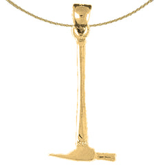 Sterling Silver Pick Ax Pendant (Rhodium or Yellow Gold-plated)