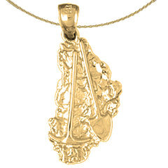 Sterling Silver Miners Tools Pendant (Rhodium or Yellow Gold-plated)