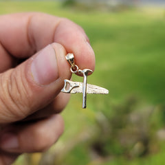 Sterling Silver Saw And Hammer Pendant (Rhodium or Yellow Gold-plated)