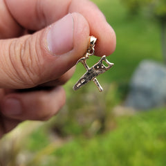 Sterling Silver Saw And Hammer Pendant (Rhodium or Yellow Gold-plated)