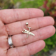 Sterling Silver Saw And Hammer Pendant (Rhodium or Yellow Gold-plated)