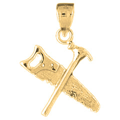 Yellow Gold-plated Silver Saw And Hammer Pendant