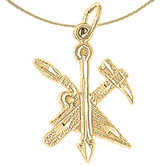 Sterling Silver Saw And Hammer Pendant (Rhodium or Yellow Gold-plated)