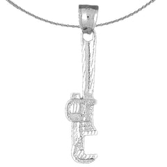 Sterling Silver Monkey Wrench Pendant (Rhodium or Yellow Gold-plated)