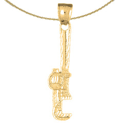 Sterling Silver Monkey Wrench Pendant (Rhodium or Yellow Gold-plated)
