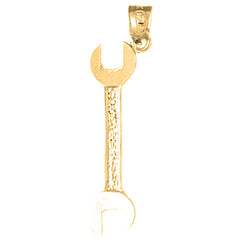 Yellow Gold-plated Silver Wrench Pendant