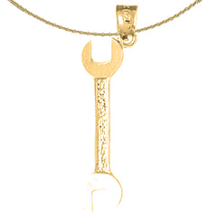 Sterling Silver Wrench Pendant (Rhodium or Yellow Gold-plated)