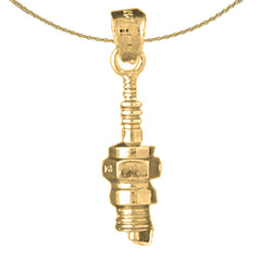 Sterling Silver Spark Plug Pendant (Rhodium or Yellow Gold-plated)