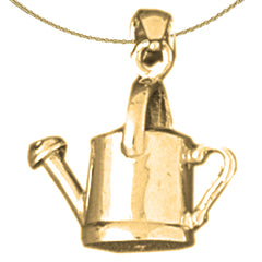 Sterling Silver 3D Watering Can Pendant (Rhodium or Yellow Gold-plated)