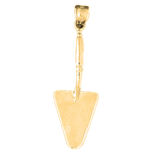 Yellow Gold-plated Silver 3D Shovel Pendant