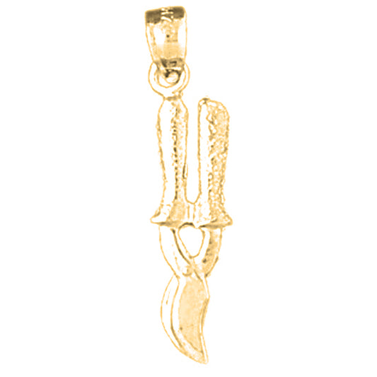 Yellow Gold-plated Silver 3D Snipping Tool Pendant