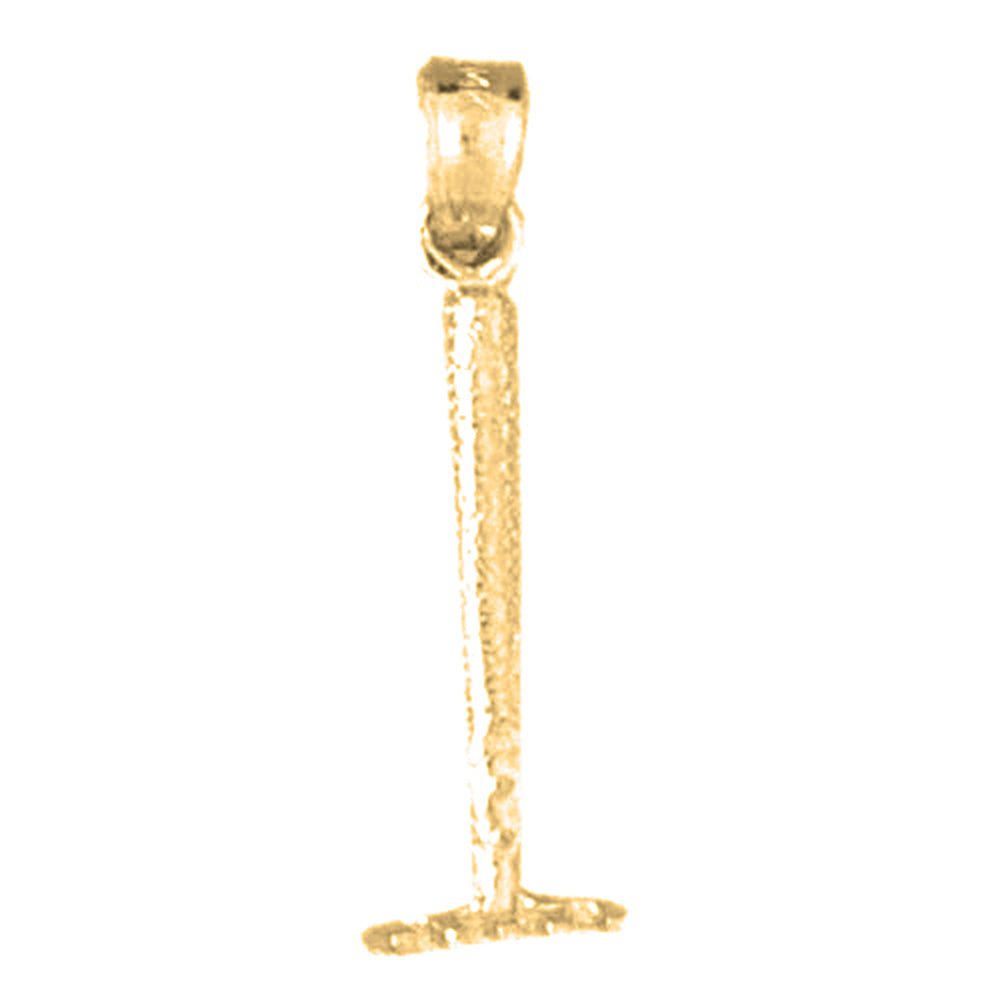 Yellow Gold-plated Silver 3D Rake Pendant