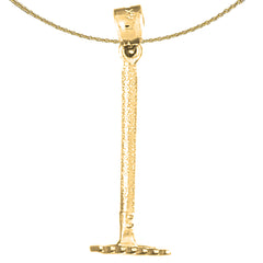Sterling Silver 3D Rake Pendant (Rhodium or Yellow Gold-plated)