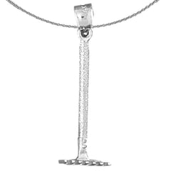 Sterling Silver 3D Rake Pendant (Rhodium or Yellow Gold-plated)