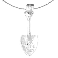 Sterling Silver 3D Shovel Pendant (Rhodium or Yellow Gold-plated)