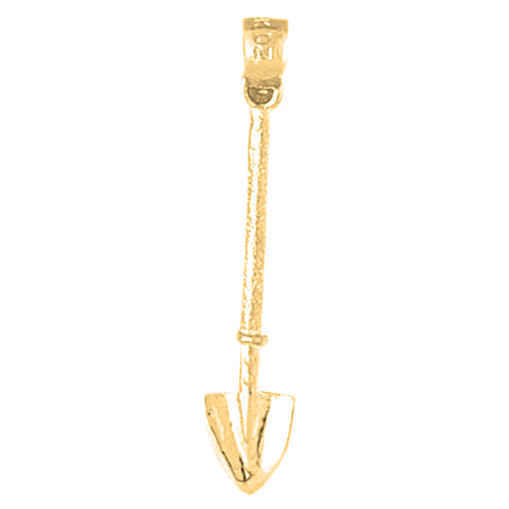 Yellow Gold-plated Silver 3D Shovel Pendant