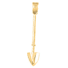 Yellow Gold-plated Silver 3D Shovel Pendant