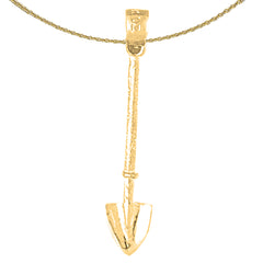 Sterling Silver 3D Shovel Pendant (Rhodium or Yellow Gold-plated)