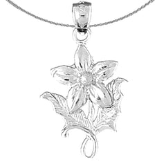 Sterling Silver Flower Pendant (Rhodium or Yellow Gold-plated)