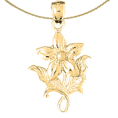 Sterling Silver Flower Pendant (Rhodium or Yellow Gold-plated)