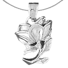Colgante de flor de plata de ley (bañado en rodio o oro amarillo)
