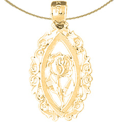 Colgante de flor de plata de ley (bañado en rodio o oro amarillo)