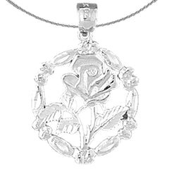 Colgante de flor de plata de ley (bañado en rodio o oro amarillo)