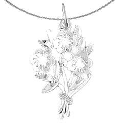 Sterling Silver Flower Pendant (Rhodium or Yellow Gold-plated)