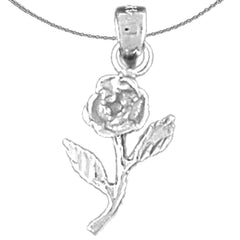 Sterling Silver Flower Pendant (Rhodium or Yellow Gold-plated)