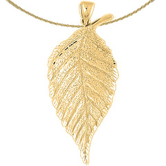 Sterling Silver Leaf Pendant (Rhodium or Yellow Gold-plated)